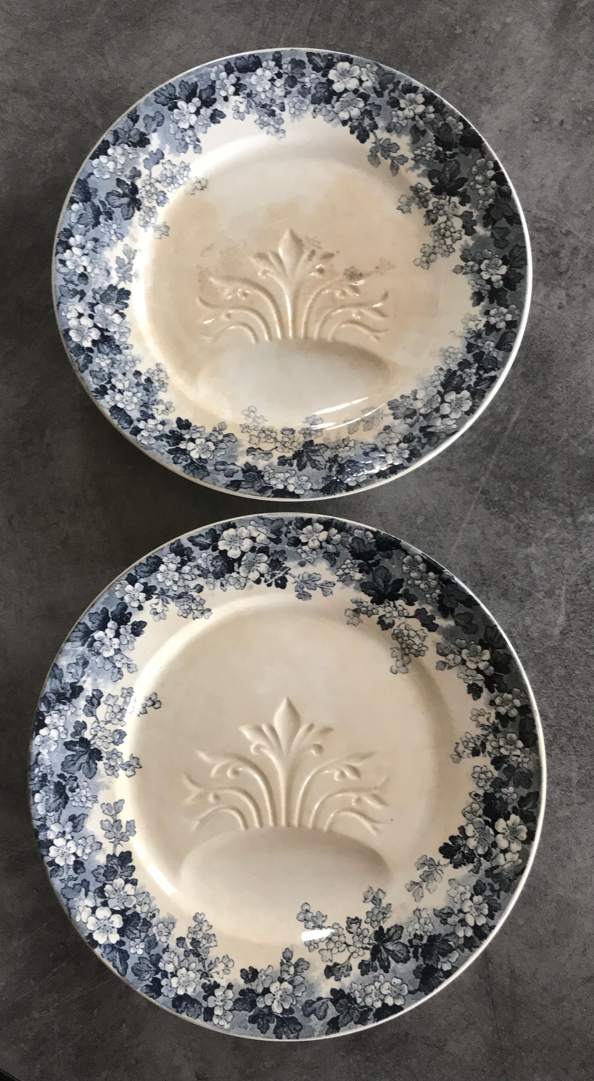 Set of 8 old asparagus plates model récamier sarreguemines & digoin