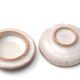 Set of 3 vases and ceramic box in mauve pink tones, 70s