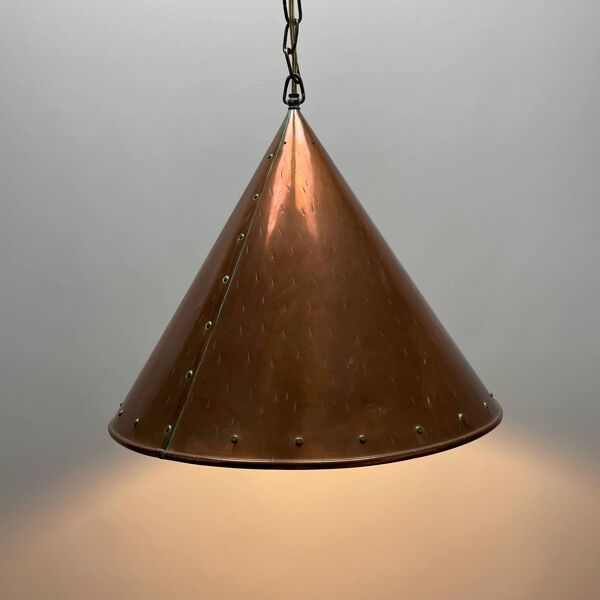 Suspension conique en cuivre par E.S Horn Aalestrup, Danemark 1950