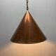Conical suspended copper pendant by E.S Horn Aalestrup, Denmark 1950