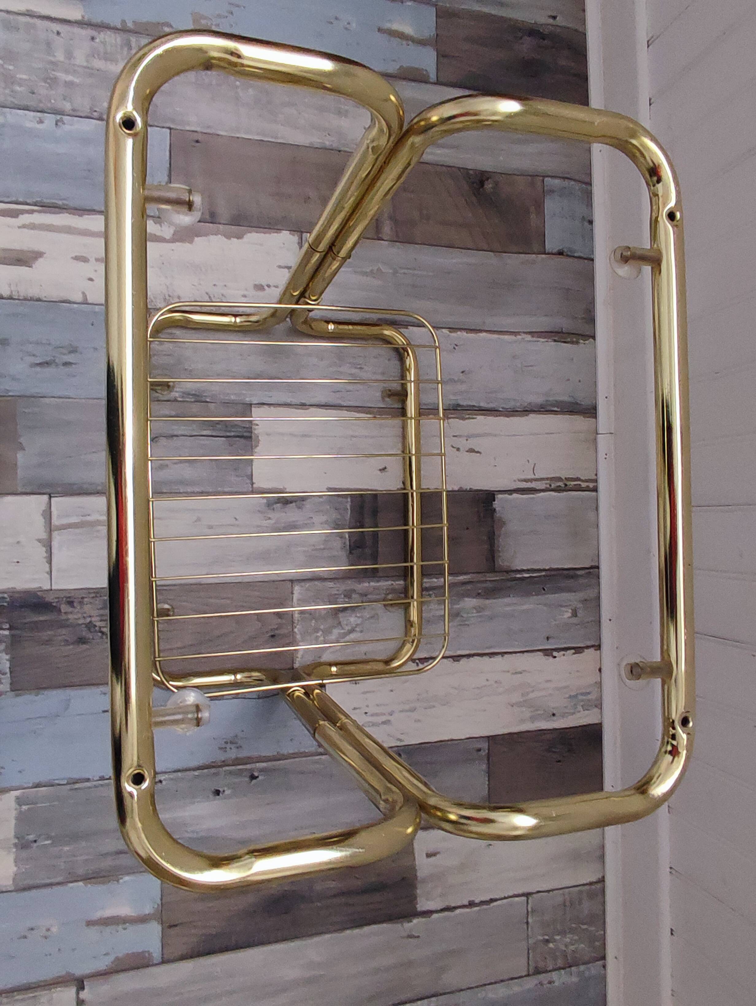 Pair of vintage smoked glass and brass bedside tables
