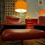 Pair of Lounge Chairs + Malung Leather Ottoman from the 90's