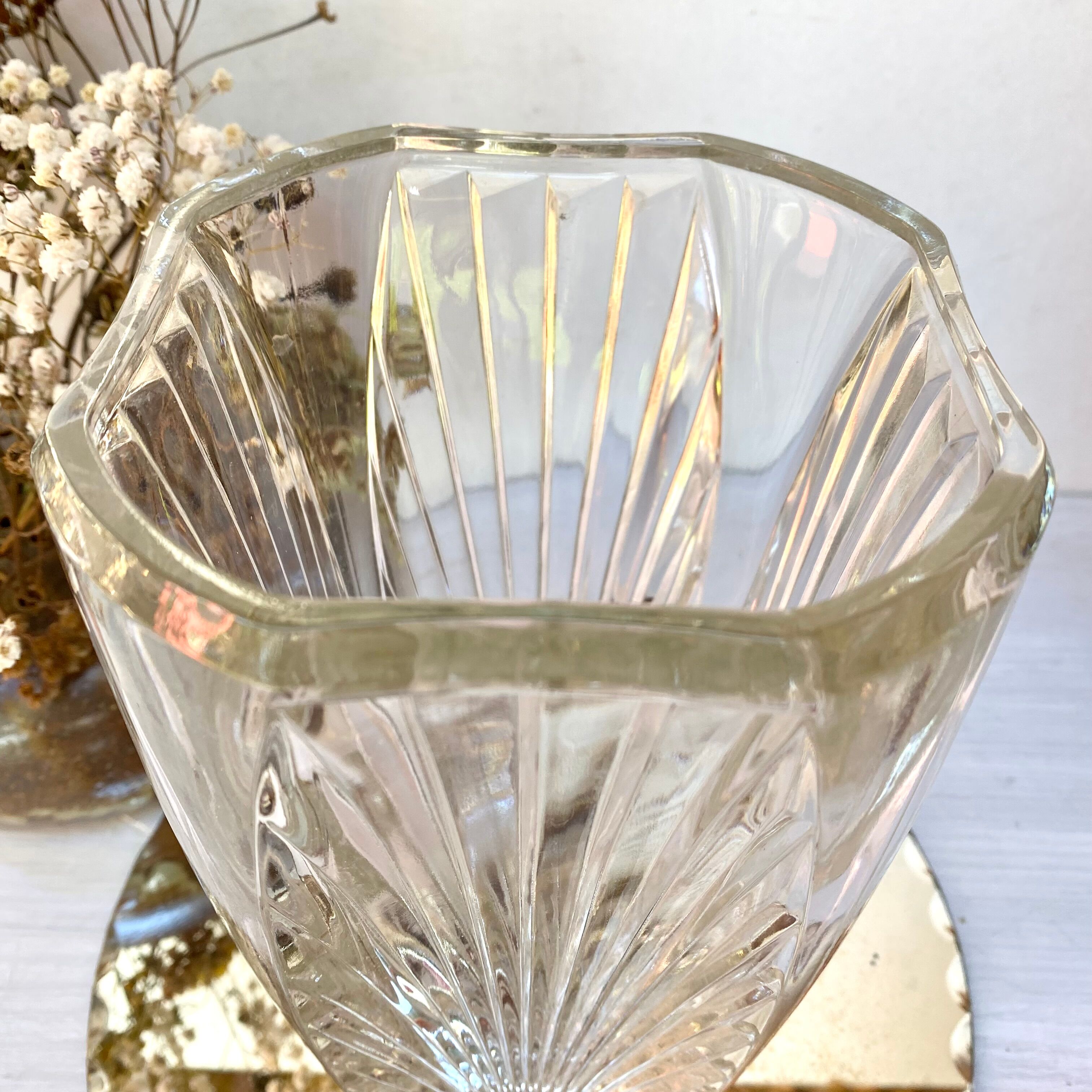 Vintage chiseled glass vase