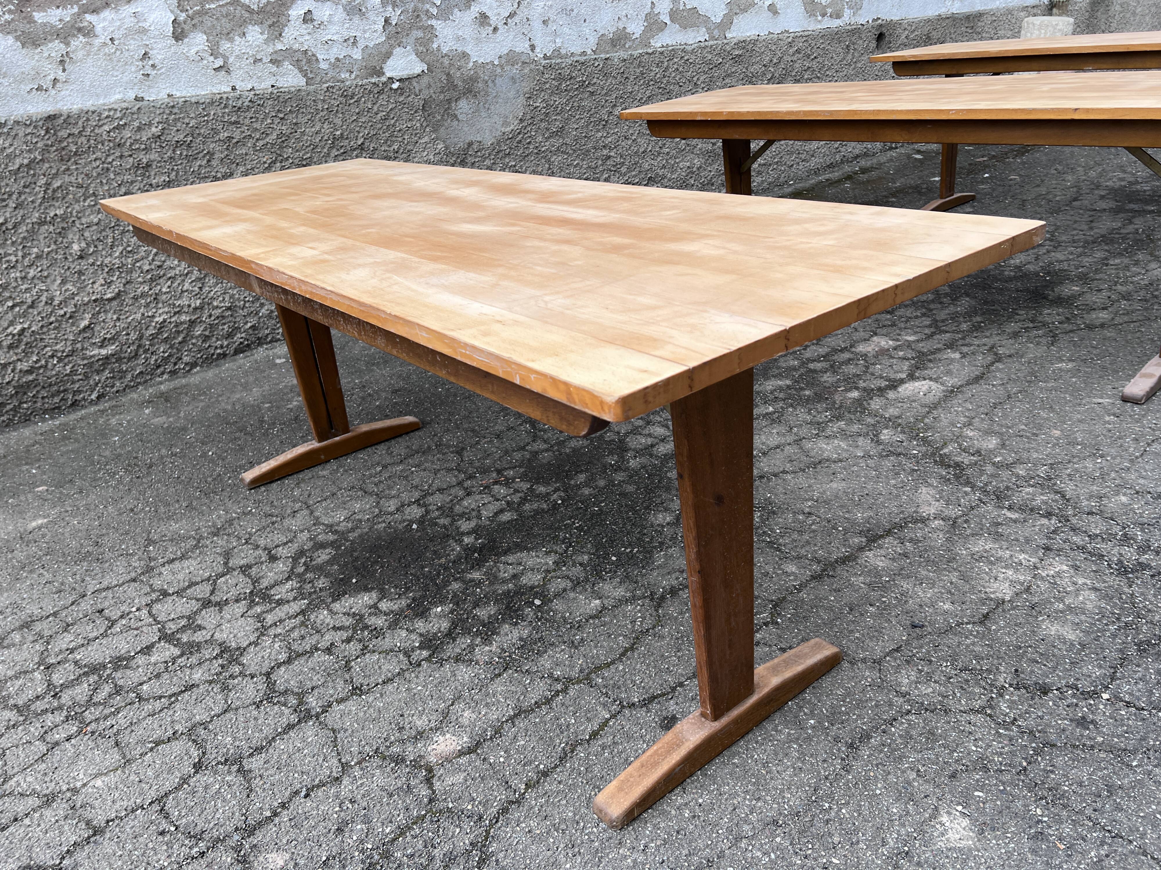 Trio de table bistrot vintage pliante 1950