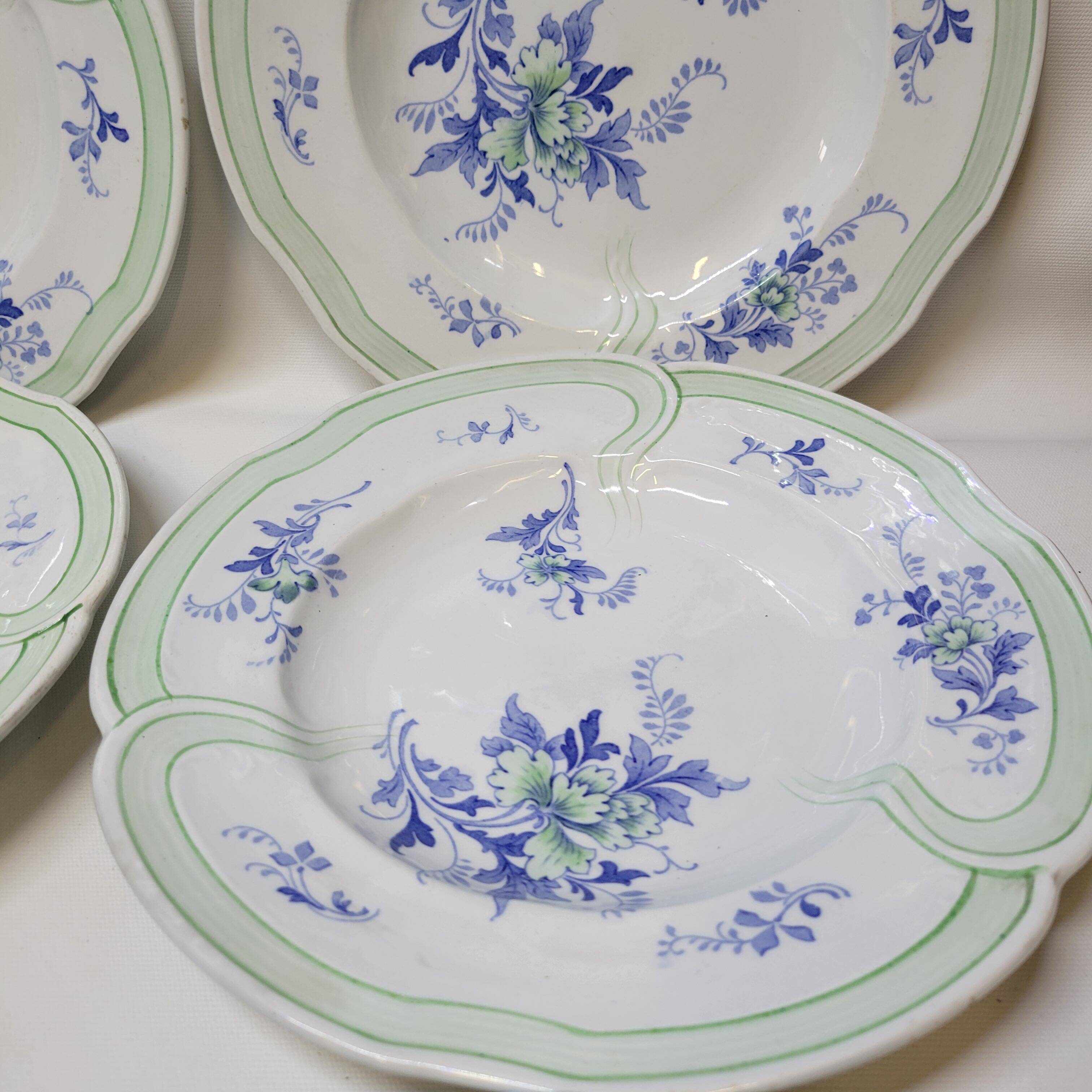 9 Antique KG Lunéville Plates, Regence Model