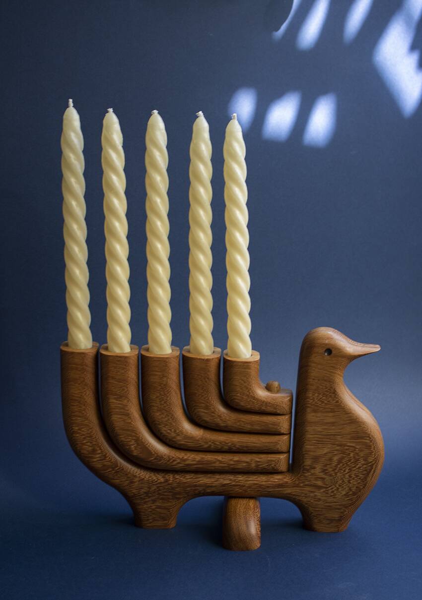 Wooden candle holder - Candelabro Paloma
