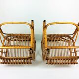 2 vintage rattan bamboo armchairs 1960