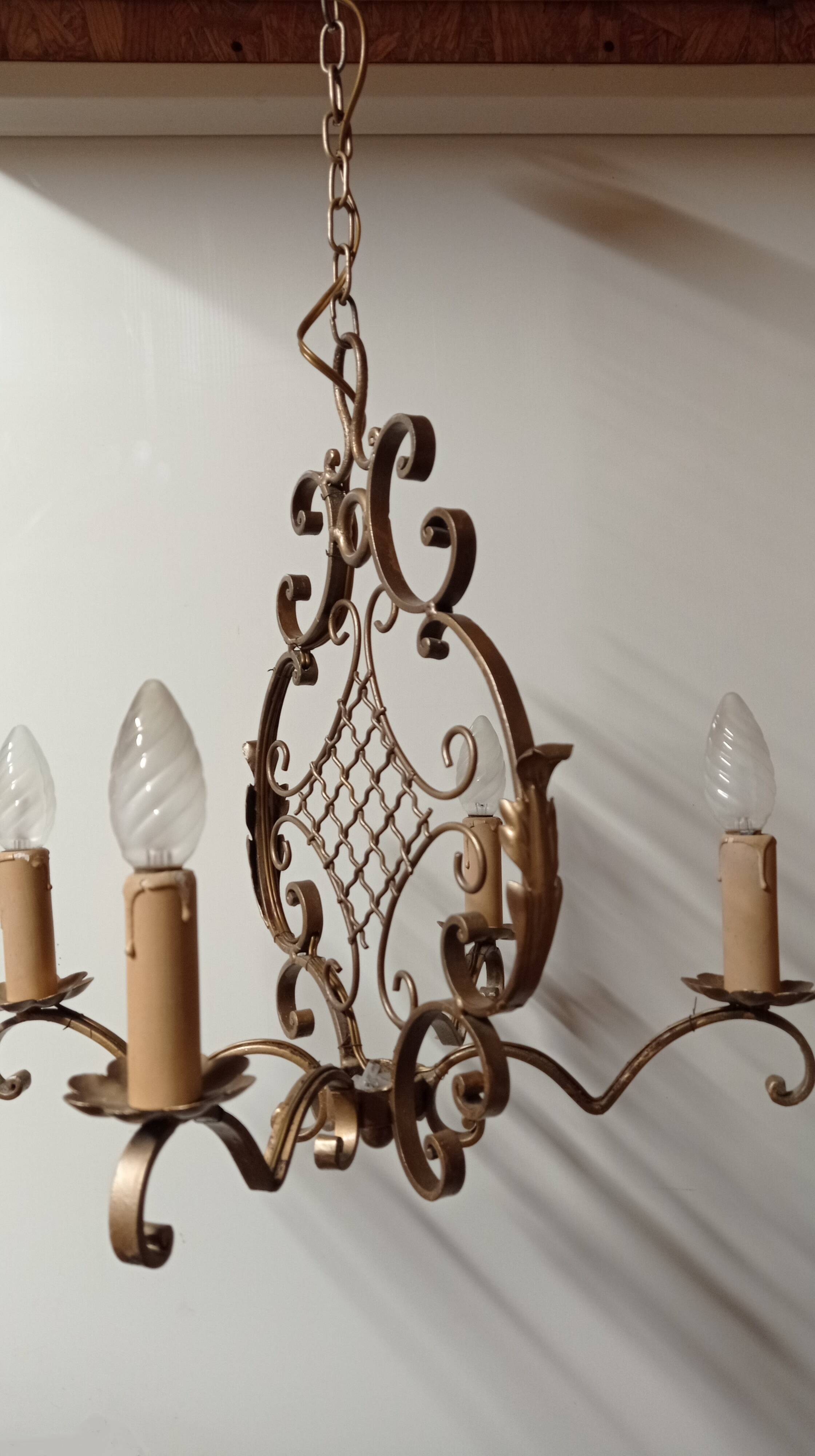 Bronze Cross Chandelier, 1940s