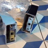 Pair of Keuco wall lights in bubbled glass