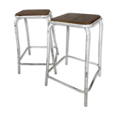 Pair of stools in metal and wood