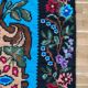 Vintage blue Moldavian rug with beautiful flowers, authentic Romanian handwoven rug 240x153cm