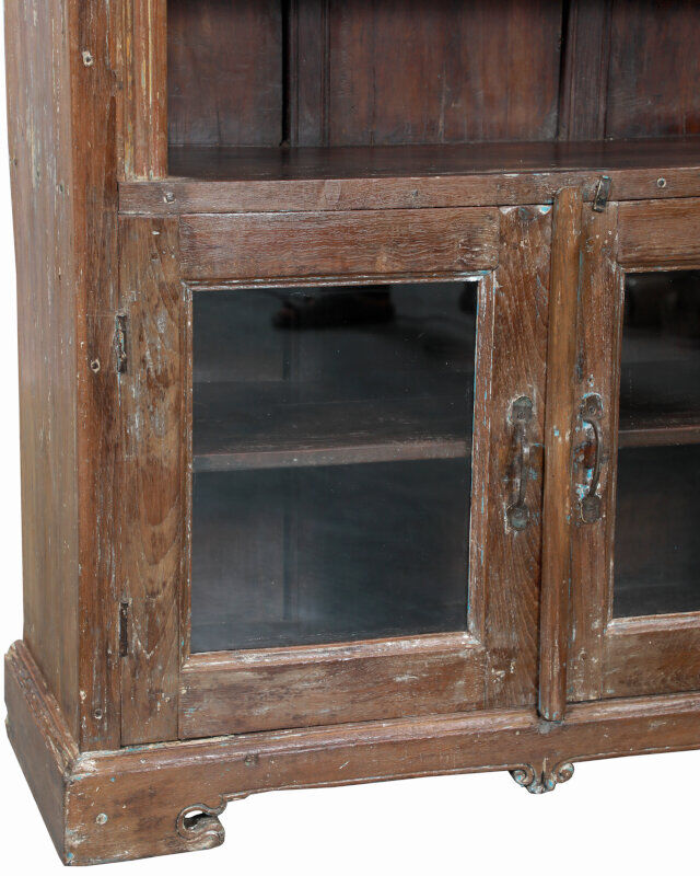 Bibliotheque armoire vaisselier marron vieux teck piece d'origine