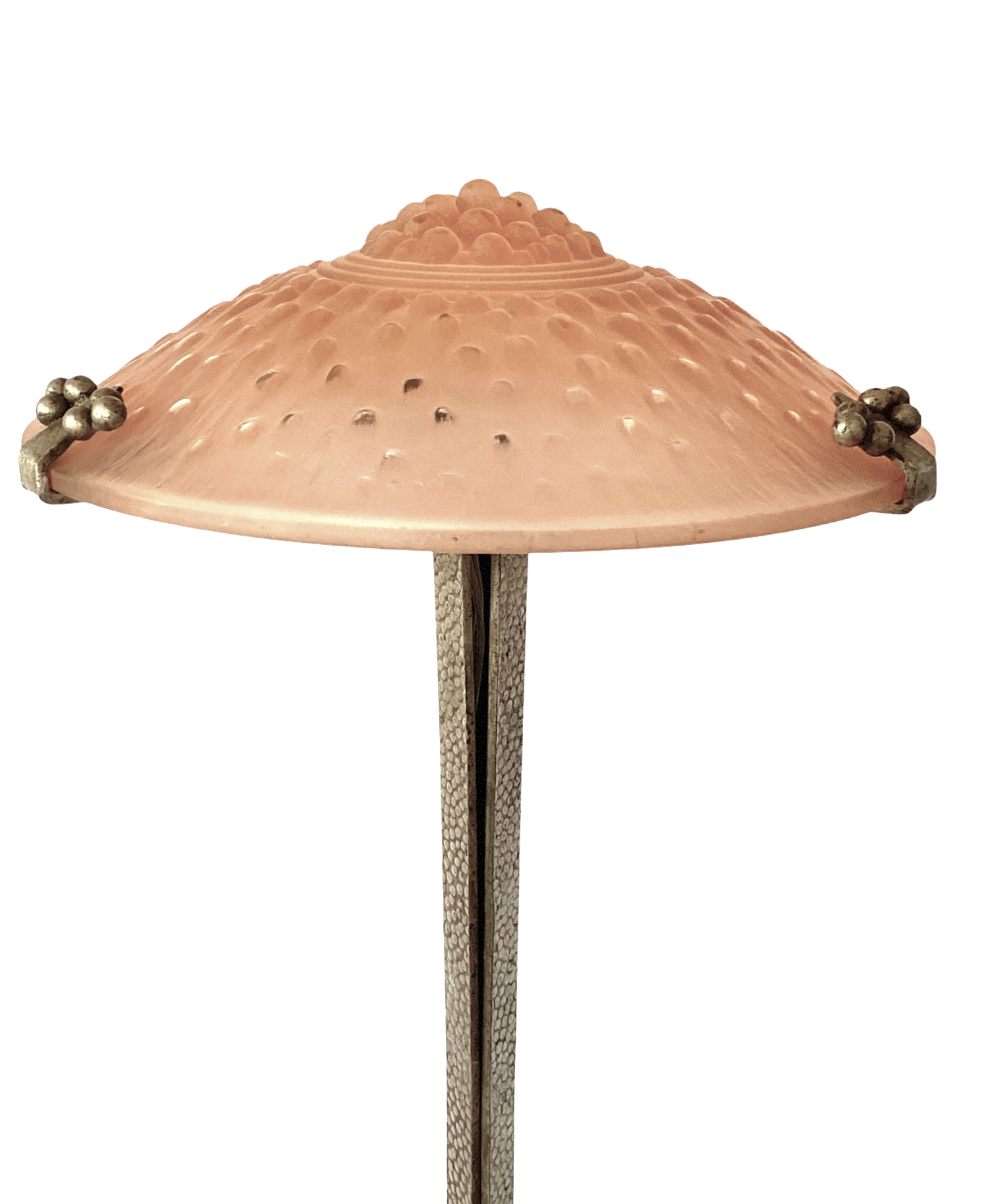 Monumental art deco pink table lamp, Muller frères Luneville, France, ca 1920s