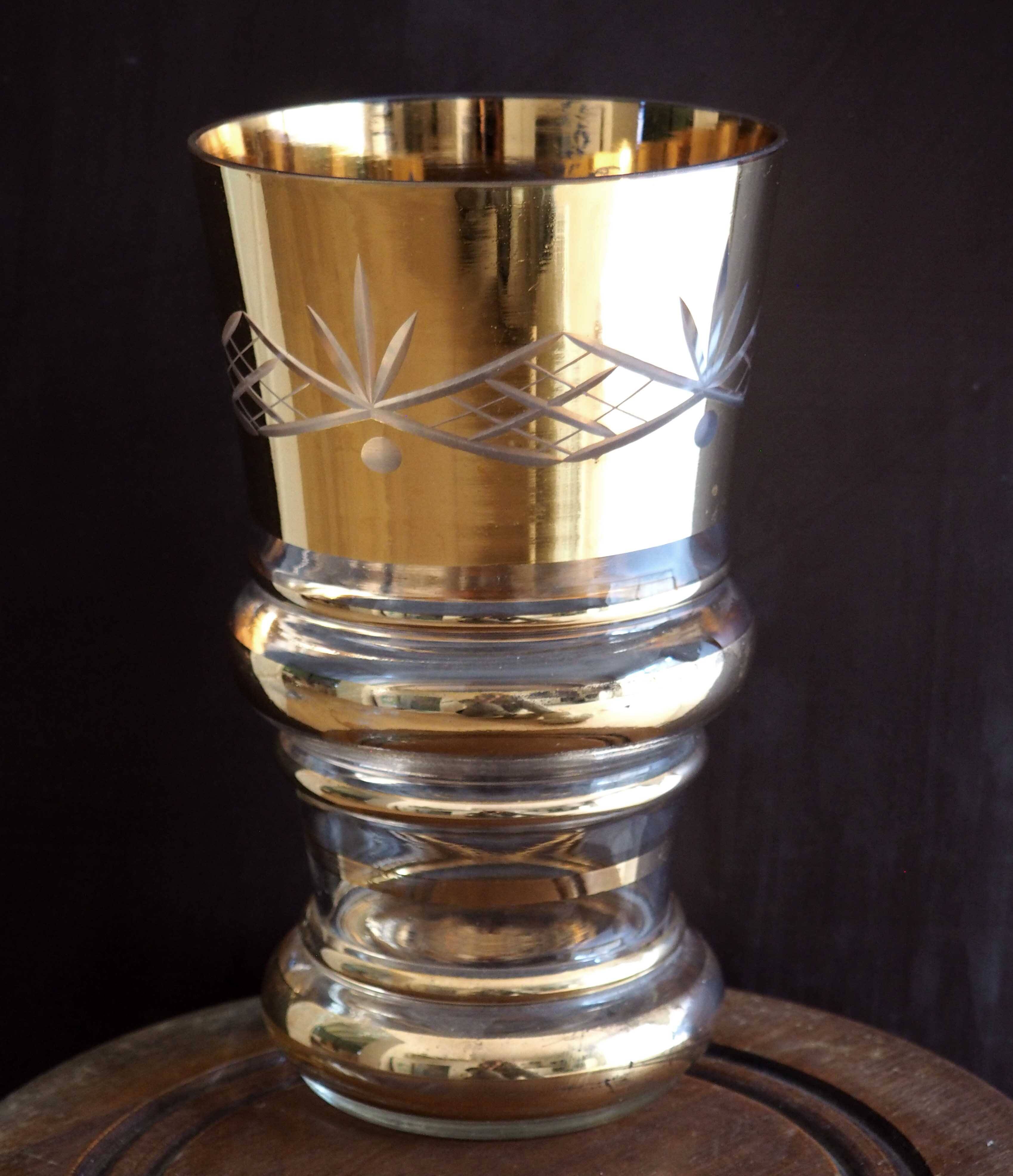 Glass and gold vase 1940s