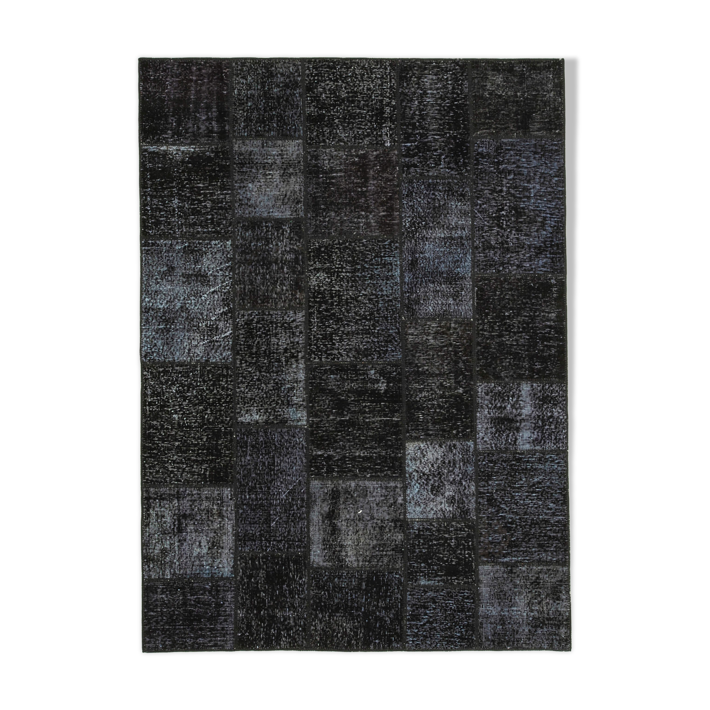 Handmade anatolian vintage 173 cm x 242 cm black patchwork carpet