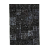 Handmade anatolian vintage 173 cm x 242 cm black patchwork carpet