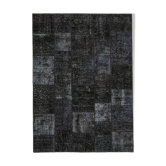Handmade anatolian vintage 173 cm x 242 cm black patchwork carpet