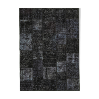 Handmade anatolian vintage 173 cm x 242 cm black patchwork carpet