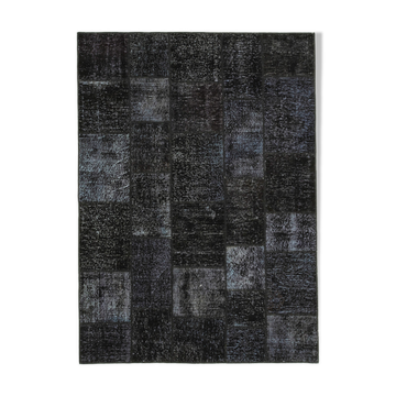 Handmade anatolian vintage 173 cm x 242 cm black patchwork carpet
