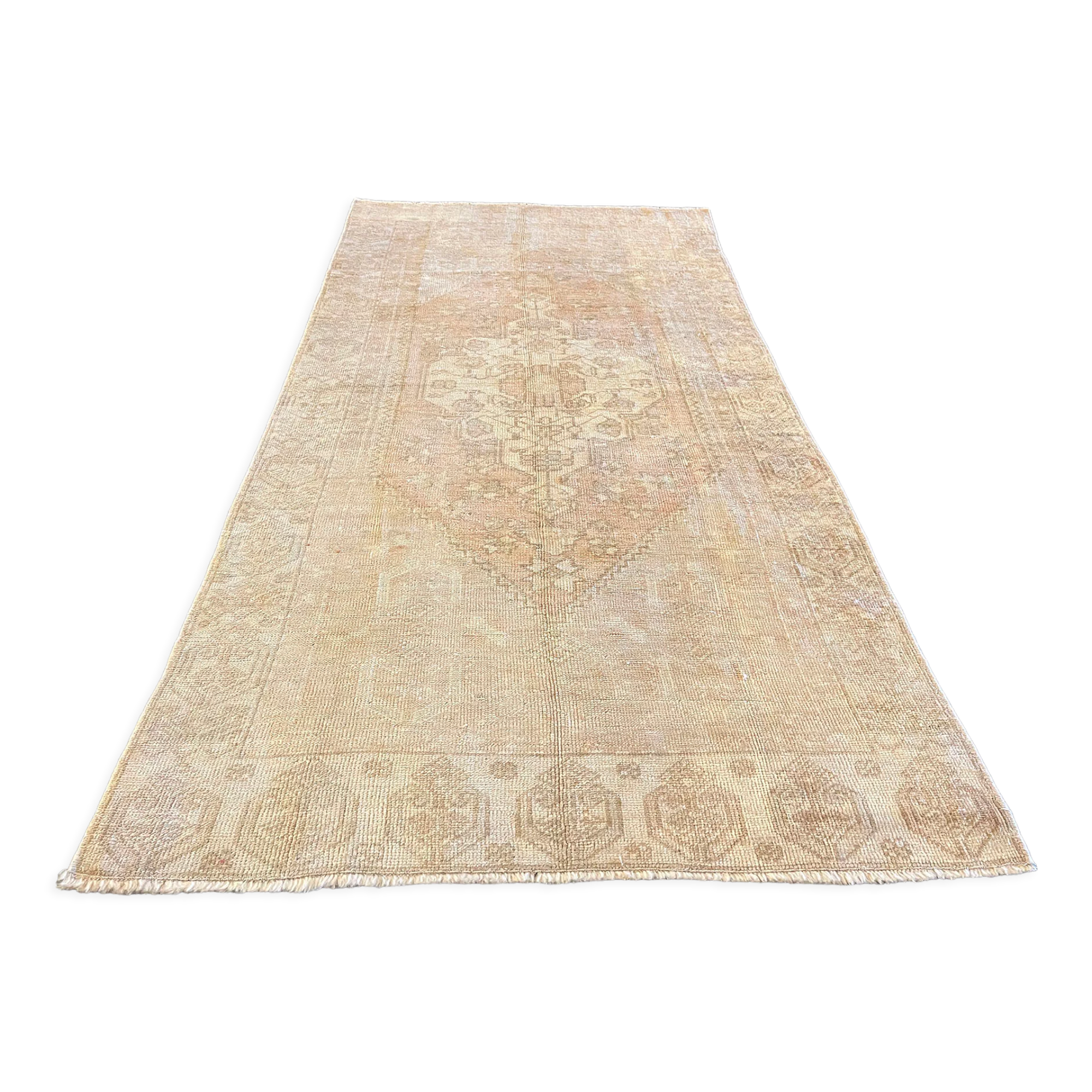 Handmade vintage pastel area rug