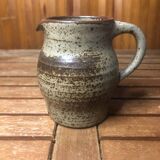 Old vintage brown stoneware pitcher le cep #a429