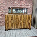 Exceptional Art Deco Walnut Sideboard with Slatted Glass Display - 1930s Fu