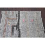 Vintage Turkish Hand-Knotted Wool Cotton Gray Kilim Runner 102x266