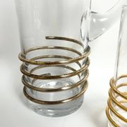 Vintage glassware set with decanter – golden spirals, France 1960