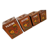 Set of 4 wooden spice jars