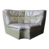 Patchwork large olive green leather corner lounge chair by Laauser, 1970s