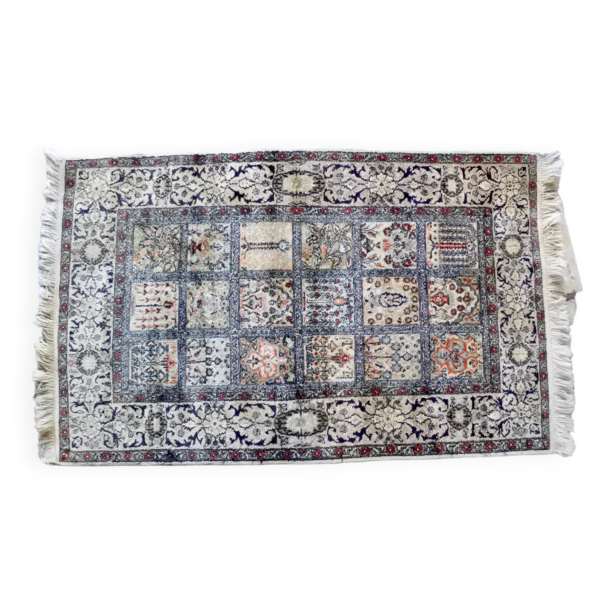 Hand-woven Kashmir silk rug 128x78cm