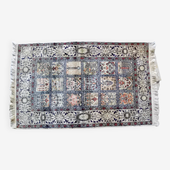 Hand-woven Kashmir silk rug 128x78cm