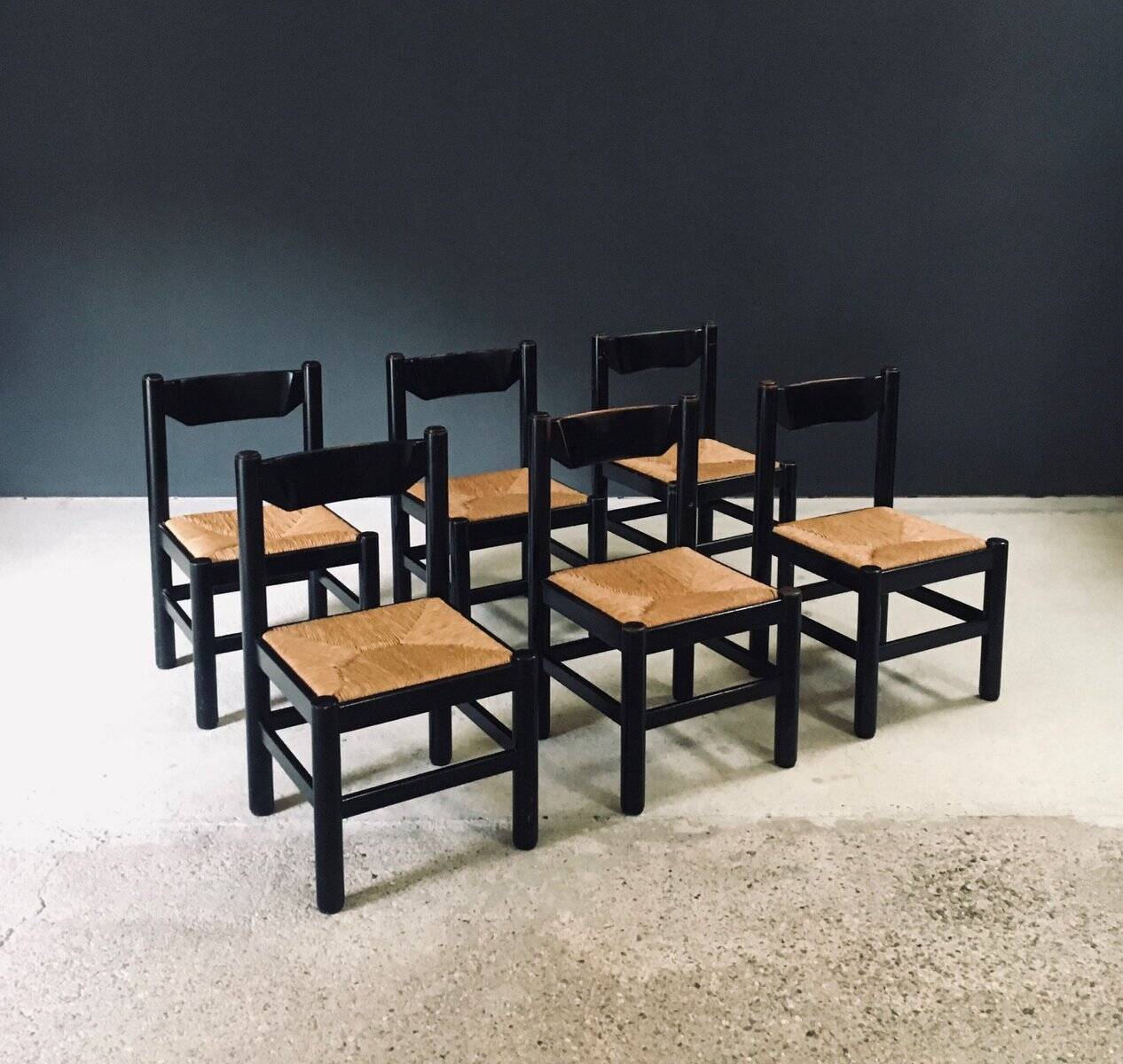 Mid-Century Modern Carimate Dining Chairs, Italy, 1970s, Set of 6