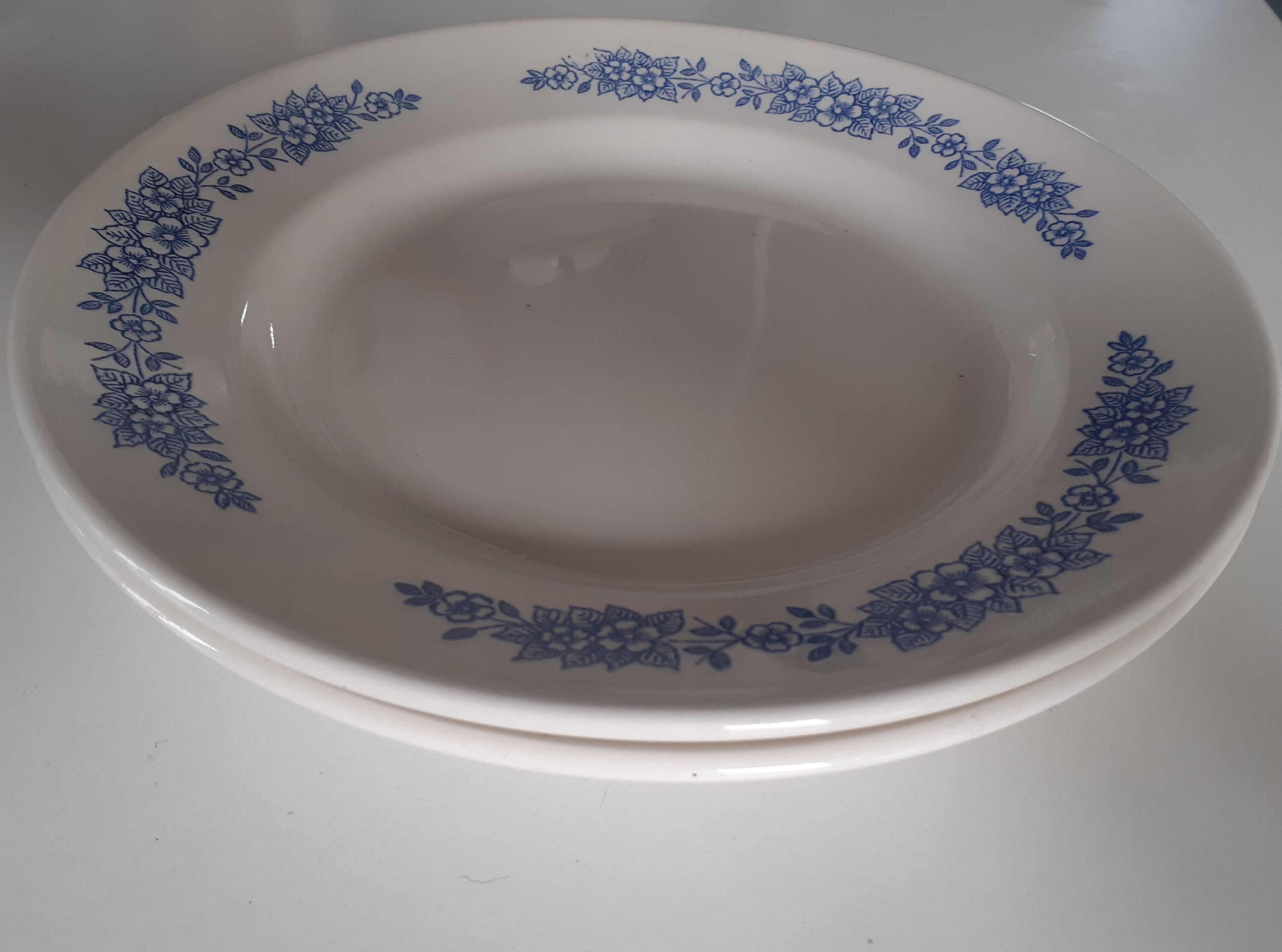 2 vintage hollow plates blue floral pattern