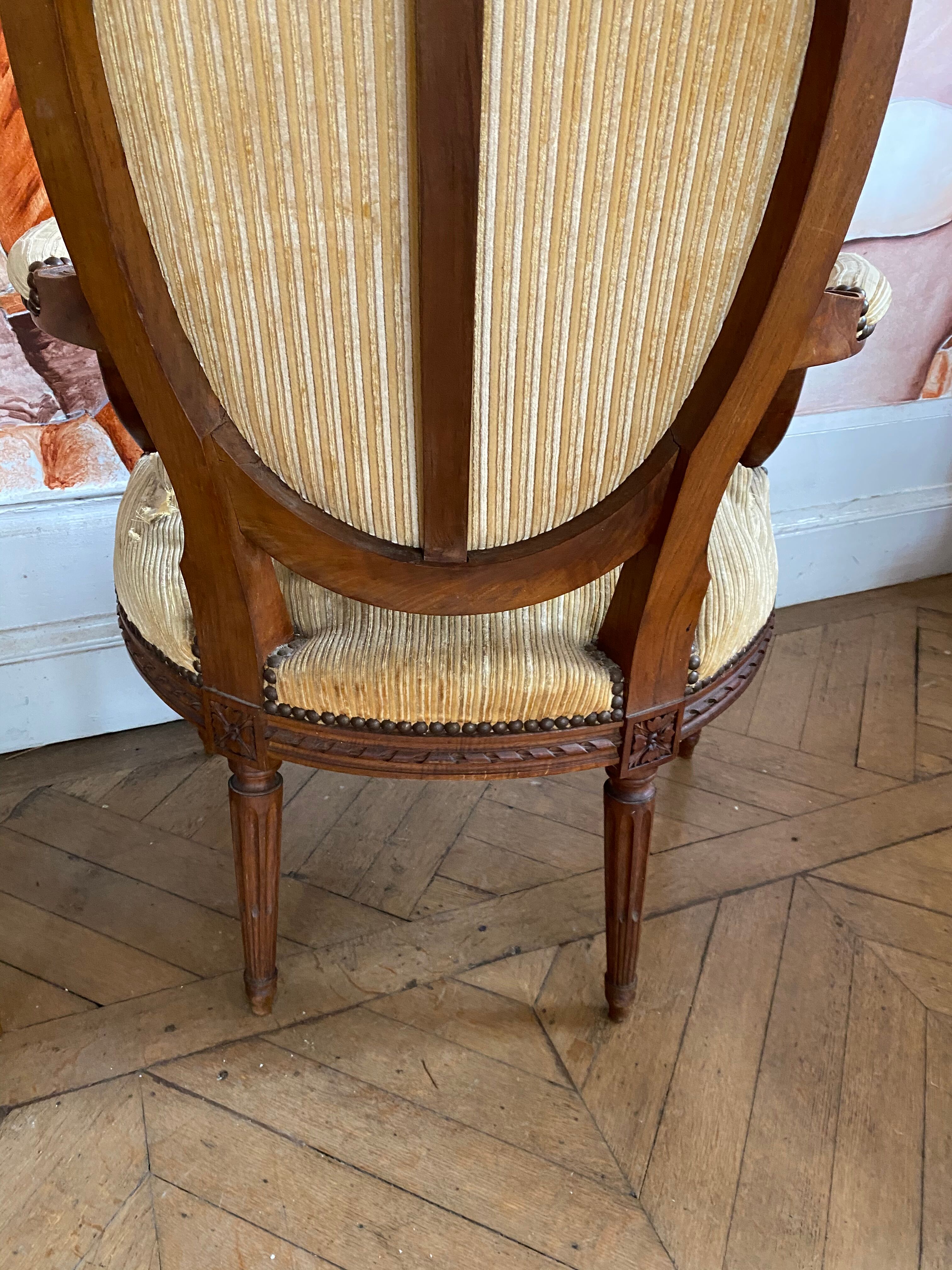 Pair of armchair medallion Louis 16 period