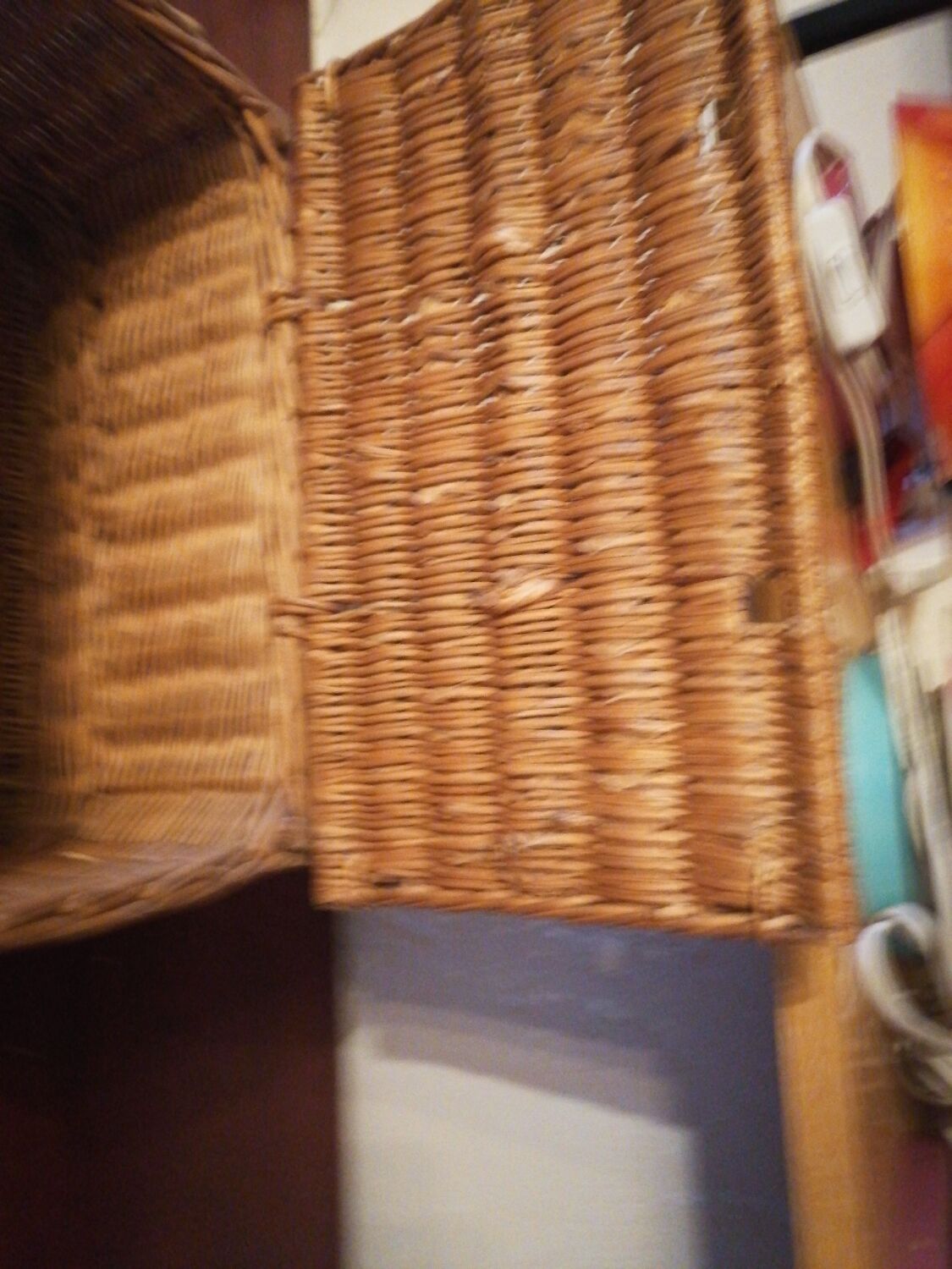 Small wicker suitcase basket 1900