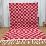 Tapis en laine pure fait main traditionnelle rose et rouge 150/250 cm