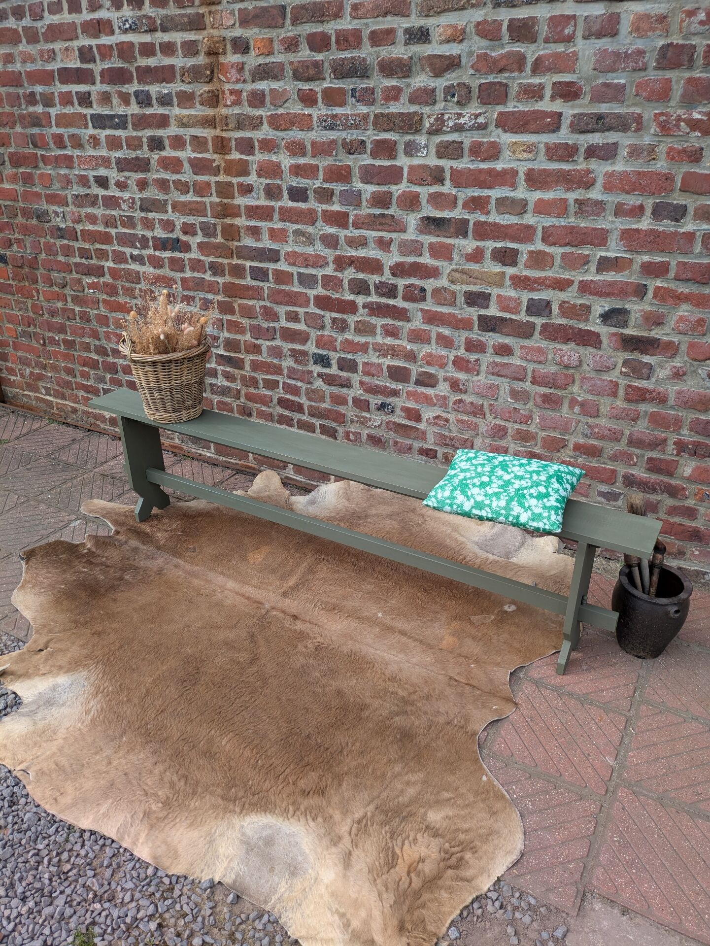 Pair of patinated benches