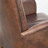 Set of 6  dining chairs/side chairs with armrests made of cow leather