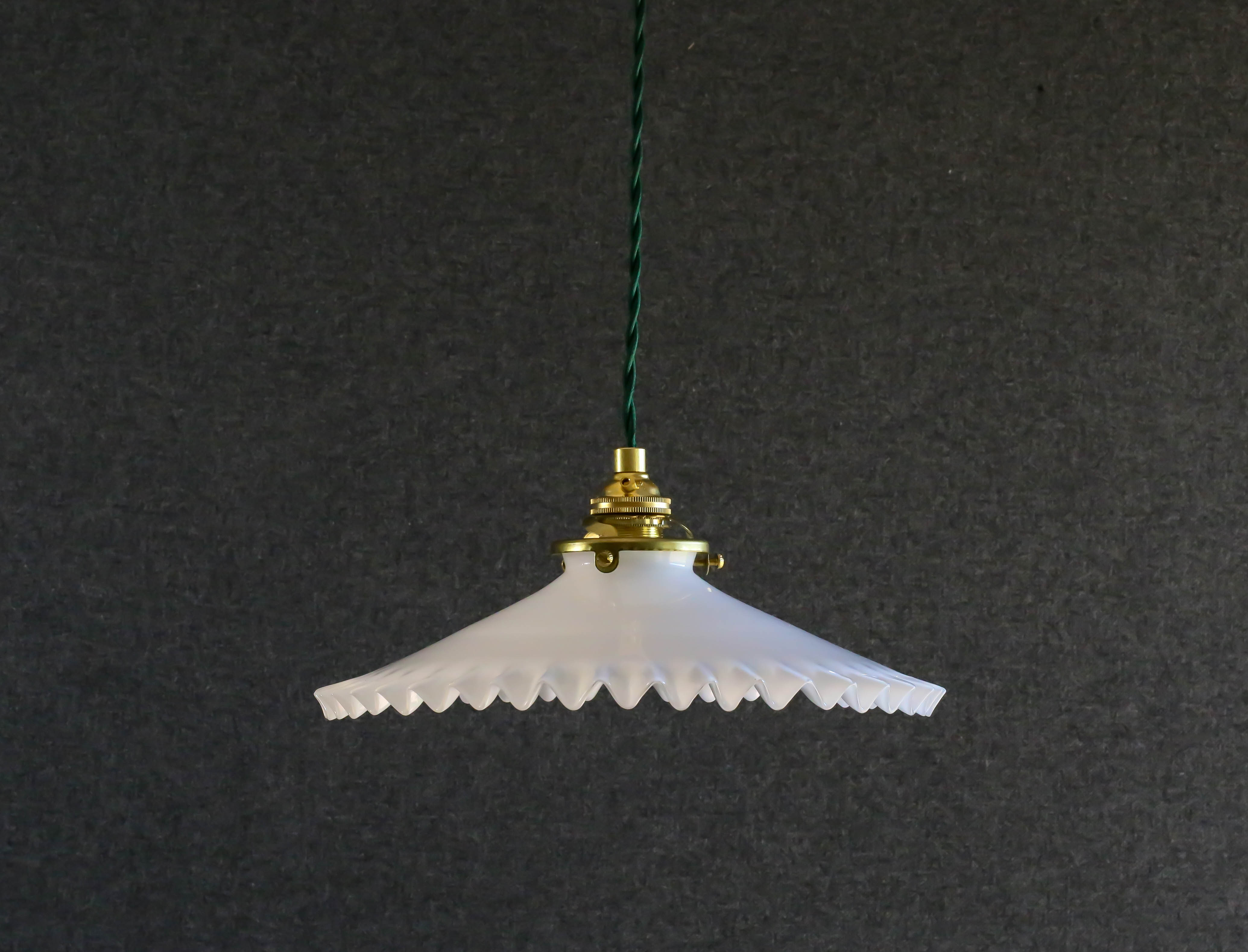Antique suspension in white opaline comes with new brass socket