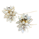 Pair of Hollywood Regency flower sconces in white glass and brass. Italy