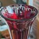 Old engraved red crystal vase