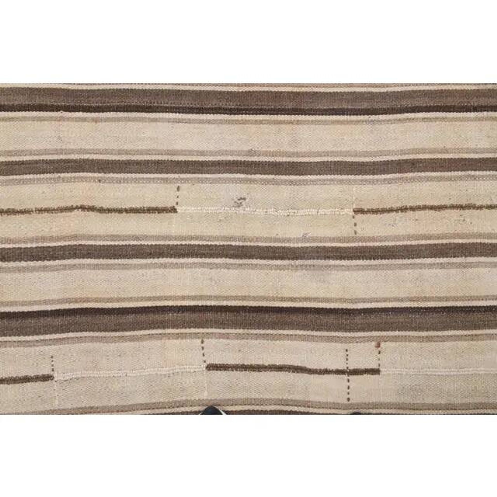 Vintage Turkish Hand-Knotted Wool Cotton Brown Kilim Runner Rug 110x213