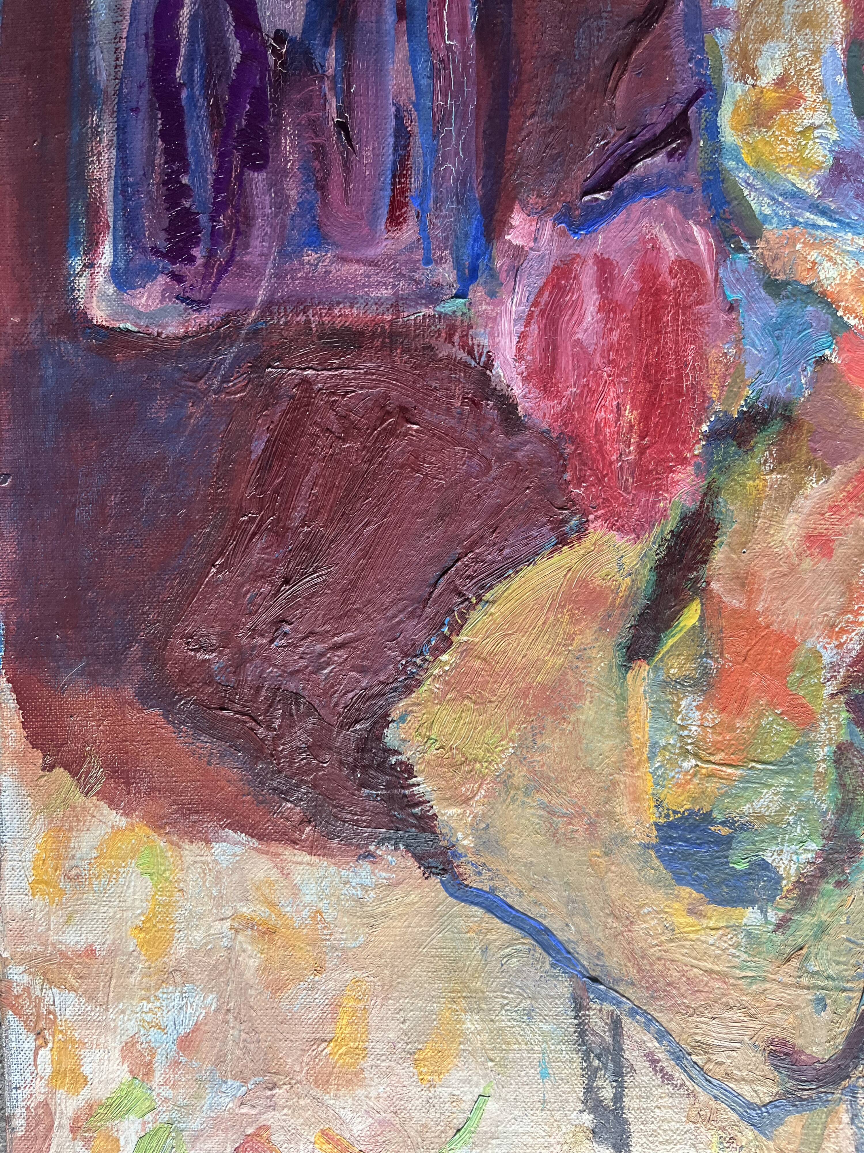 Seated woman, 20th century, signed FORVEILLE on the reverse, oil on canvas, 65 x 54 cm, unframed