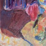 Seated woman, 20th century, signed FORVEILLE on the reverse, oil on canvas, 65 x 54 cm, unframed