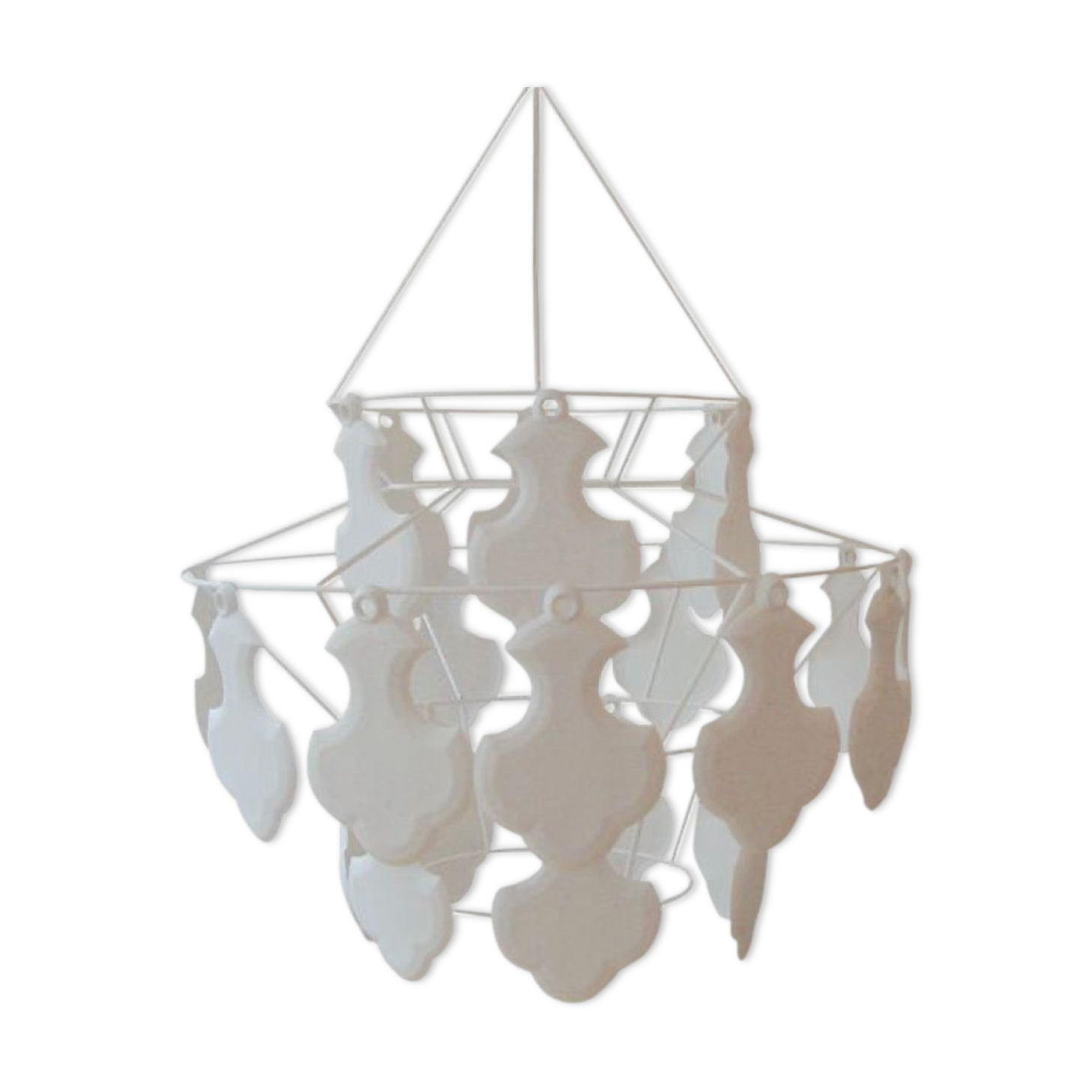 Virebent lithophane chandelier with tassels