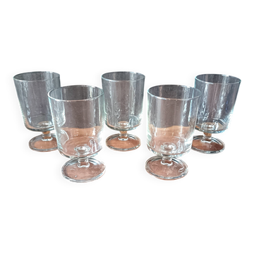 5 cavalier glasses 20 cl luminarc "sweden" model transparent vintage france