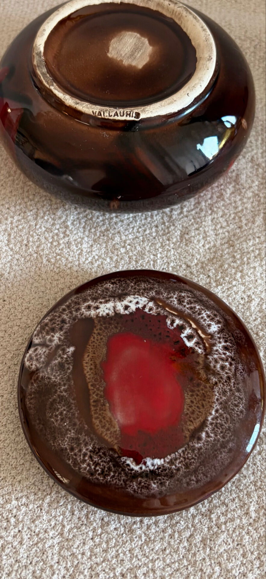 Authentic Mid-Century Vallauris Ceramic Lidded Bonbonnière – 60’s/70’s
