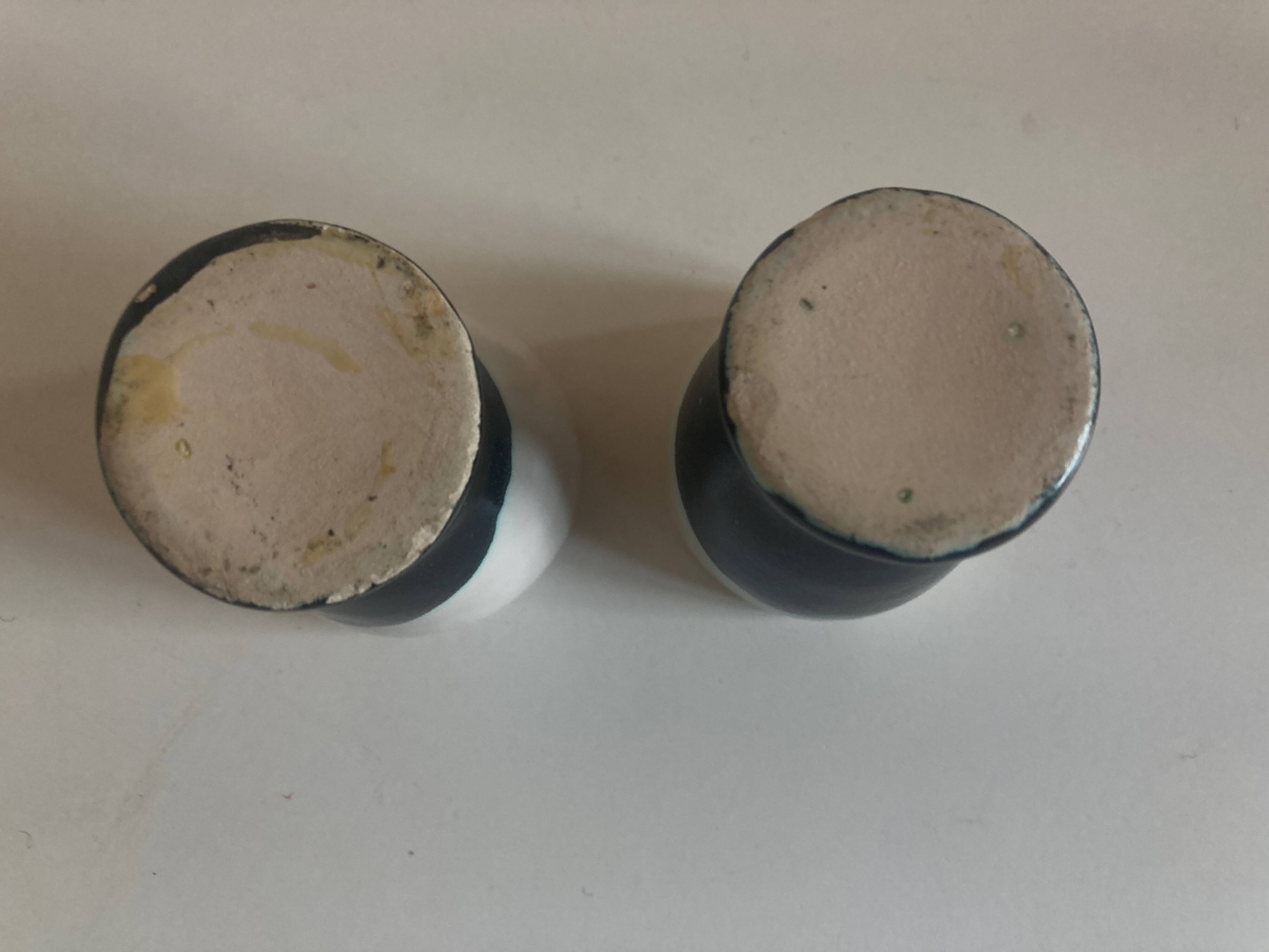 pair of green lined Vallauris 196O egg cups