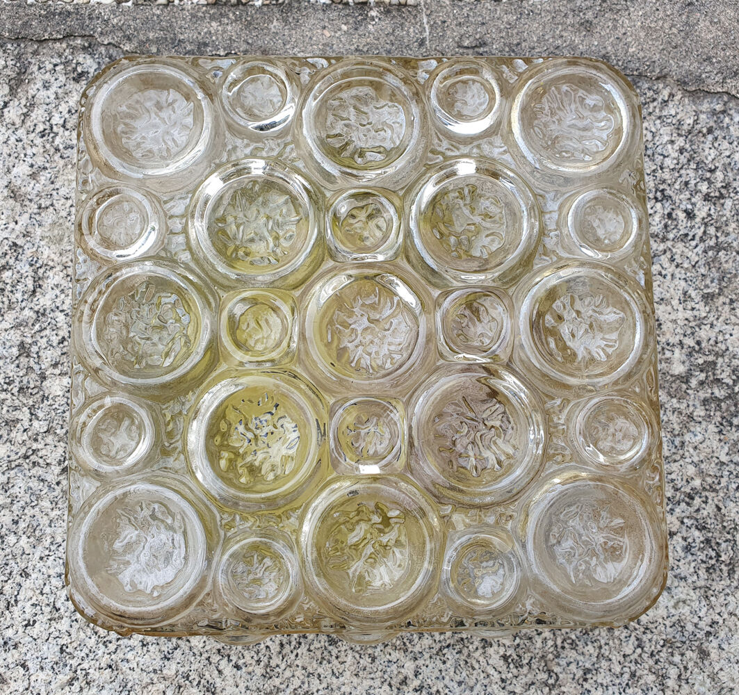 Ceiling lamp circle, amber, vintage, 70s